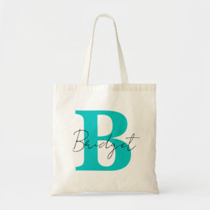 Bolso De Tela Monograma simple y caligrafía moderna de nombre