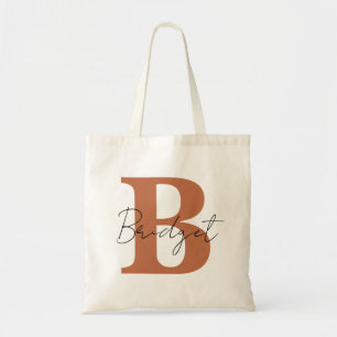 Bolso De Tela Monograma simple y caligrafía moderna de nombre