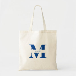 Bolso De Tela Monograma simple y elegante azul personalizado