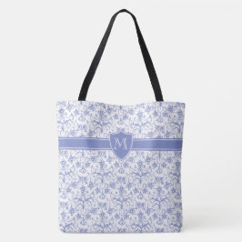 Bolso De Tela Monograma sobre el elegante patrón de perwinkle az