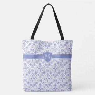 Bolso De Tela Monograma sobre el elegante patrón de perwinkle az