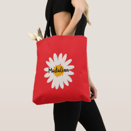 Bolso De Tela Monograma sobre fondo floral rojo tan vibrante