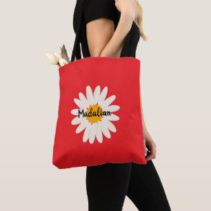 Bolso De Tela Monograma sobre fondo floral rojo tan vibrante