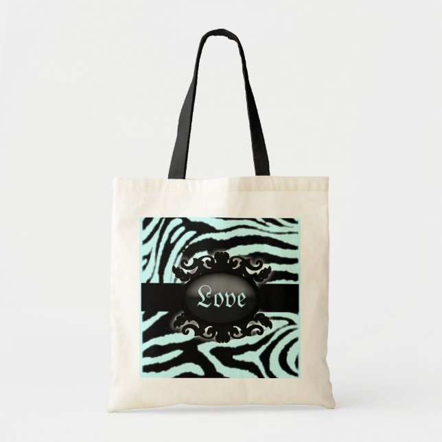 Bolso De Tela Monograma sofisticado de impresión de cebra (Frente)