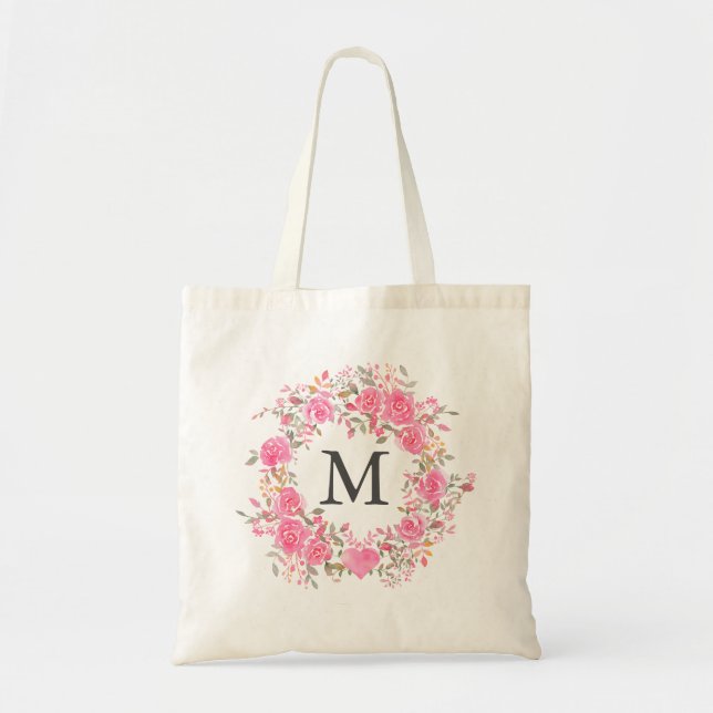 Bolso De Tela Monograma subió acuarela rosada (Frente)