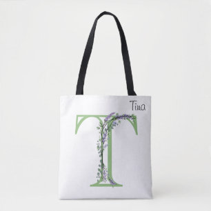 Bolso De Tela Monograma T Lavanda Eucalipto