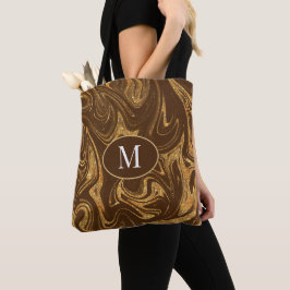 Bolso De Tela Monograma Tote Bag Gold Purpurina Brown Fondo