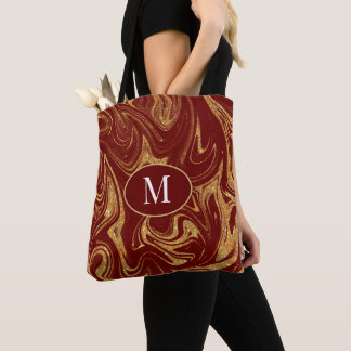 Bolso De Tela Monograma Tote Bag Gold Purpurina Maroon fondo