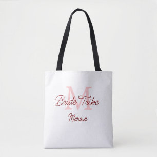 Bolso De Tela monograma tribu de la novia rojo ducha de boda sim
