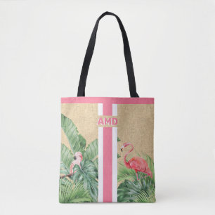 Bolso De Tela Monograma tropical Burlap Jute Bag
