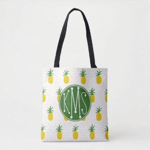 Bolso De Tela Monograma tropical de oro de las piñas el