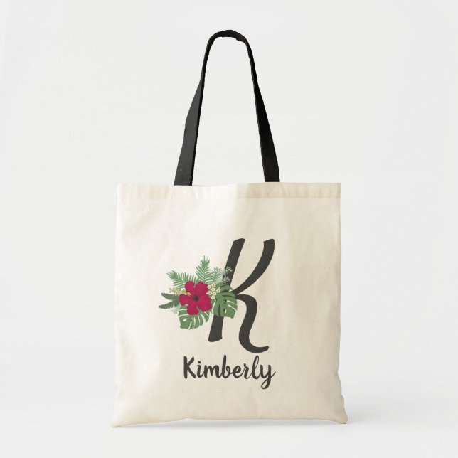 Bolso De Tela Monograma tropical floral "K" (Frente)