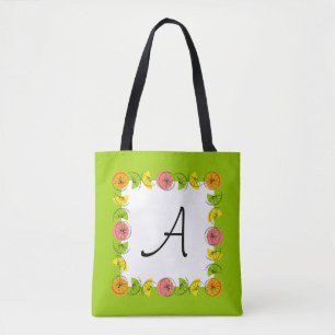 Bolso De Tela Monograma verde cuadrado de cítricos por todo el t