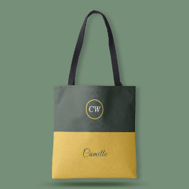 Bolso De Tela Monograma verde de dos tonos de oro y bosque