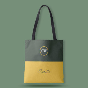Bolso De Tela Monograma verde de dos tonos de oro y bosque