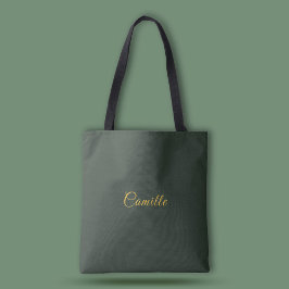Bolso De Tela Monograma verde de oro y bosque elegante