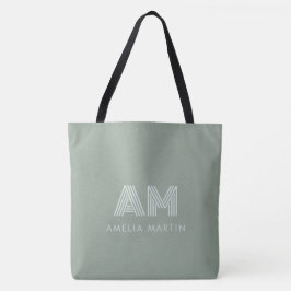 Bolso De Tela Monograma verde Matcha minimalista terroso