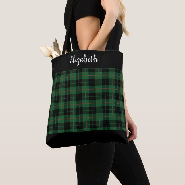 Bolso De Tela Monograma Verde Negro Rojo Tartán Plaid Watch Plai (Detalle)