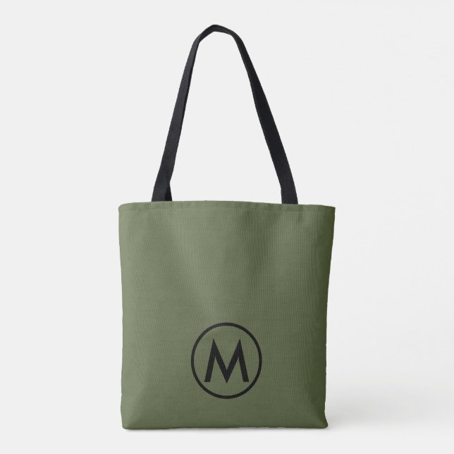 Bolso De Tela Monograma verde oliva moderno mínimo (Reverso)