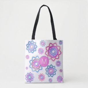 Bolso De Tela Monograma verde simple pastel negro de flores de L