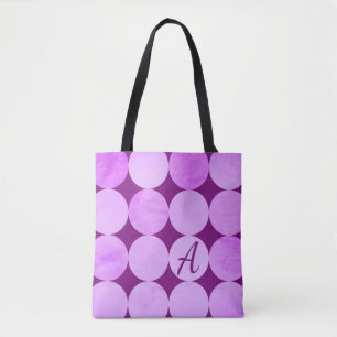 Bolso De Tela Monograma violeta, púrpura y círculos rosados
