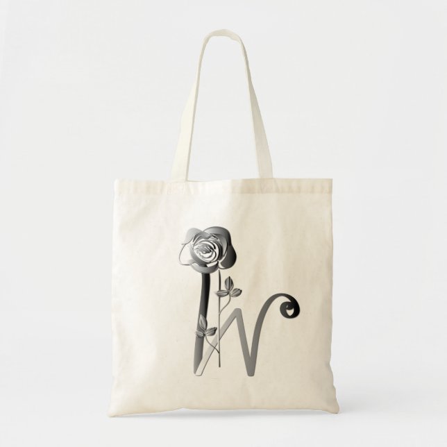 Bolso De Tela Monograma W escrito a mano con Rosa (Frente)