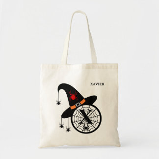 Bolso De Tela Monograma X Arañas Brujas de Halloween Tu Nombre
