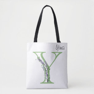 Bolso De Tela Monograma Y Eucalipto Lavanda