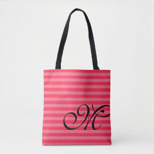 Bolso De Tela Monograma y franjas Ligeras y Rosa Caliente