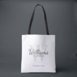 Bolso De Tela Monograma y nombre de Groomsmen con guión personal<br><div class="desc">Añada un toque personal a su boda con una bolsa de tocador personalizada. Este bolso presenta el nombre personalizado del groomsman en estilo de tipo de letra gris clásico con detalles bodas en estilo de tipo de letra serif gris clásico y monograma en estilo de fuente serif gris claro clásico...</div>
