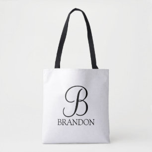 Bolso De Tela Monograma y nombre de guión personalizado