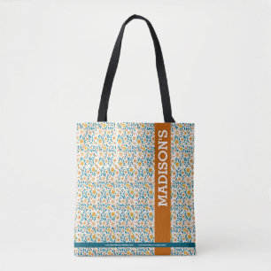 Bolso De Tela Monograma y nombre floral personalizado