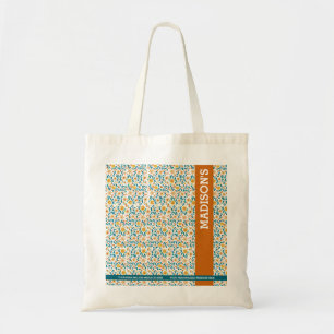 Bolso De Tela Monograma y nombre floral personalizado