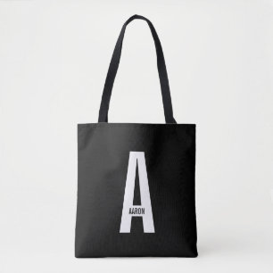 Bolso De Tela Monograma y nombre negrita personalizado moderno