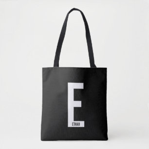 Bolso De Tela Monograma y nombre negrita personalizado moderno