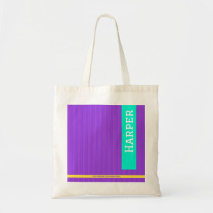 Bolso De Tela Monograma y nombre personalizado púrpura moderno