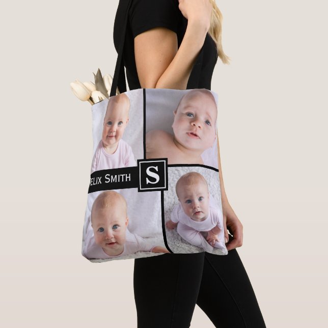 Bolso De Tela Monograma y nombre personalizados de la foto del (Detalle)