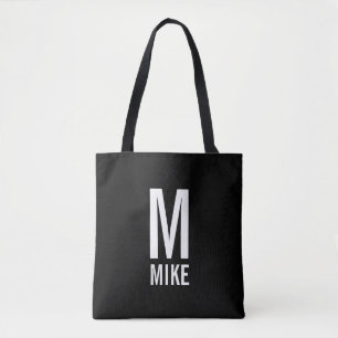 Bolso De Tela Monograma y nombre personalizados modernos