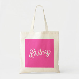 Bolso De Tela Monograma y Nombre Personalizados Rosa Brillante M