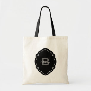 Bolso De Tela Monograma y personalizado V02 blanco y negro