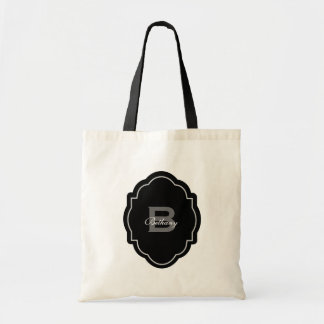 Bolso De Tela Monograma y personalizado V02 blanco y negro
