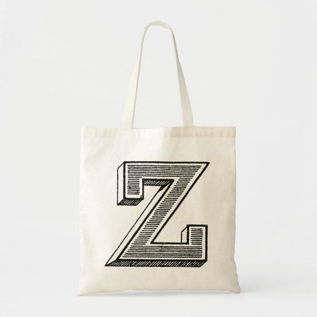 Bolso De Tela Monograma Z, letra Z, alfabeto z, negro y blanco (Frente)