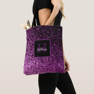 Bolso De Tela Monogramación de glamour purpurina púrpura brillan