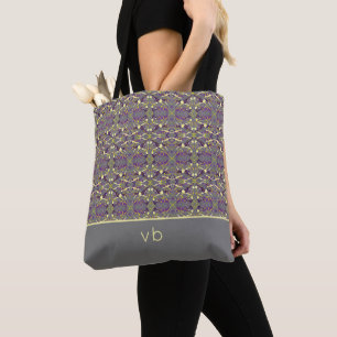 Bolso De Tela Monogramado amarillo y púrpura