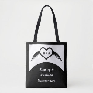 Bolso De Tela Monogramado Boda gótico Personalizado del corazón