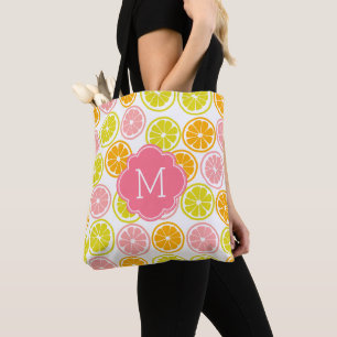 Bolso De Tela Monogramado de patrón de cítricos mate