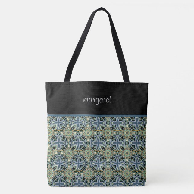 Bolso De Tela Monogramado de patrón marroquí colorido (Anverso)