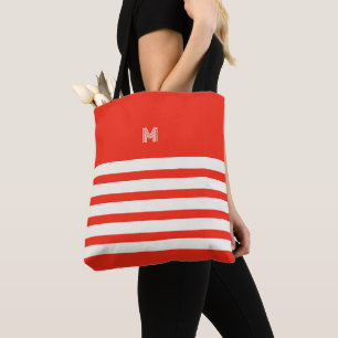 Bolso De Tela Monogramado   Moda Stripes Cherry Tote Bag