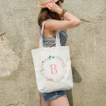 Bolso De Tela Monogramado Personalizado de la corona floral deli<br><div class="desc">El bonito diseño de un monograma presenta una delicada y elegante corona floral.</div>