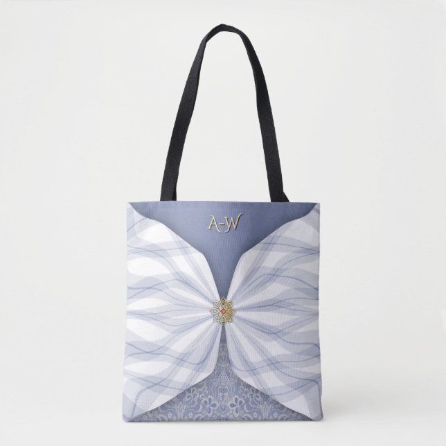 Bolso De Tela Monogrammed Dusty Blue Jewel Textile Illusion Tot (Anverso)